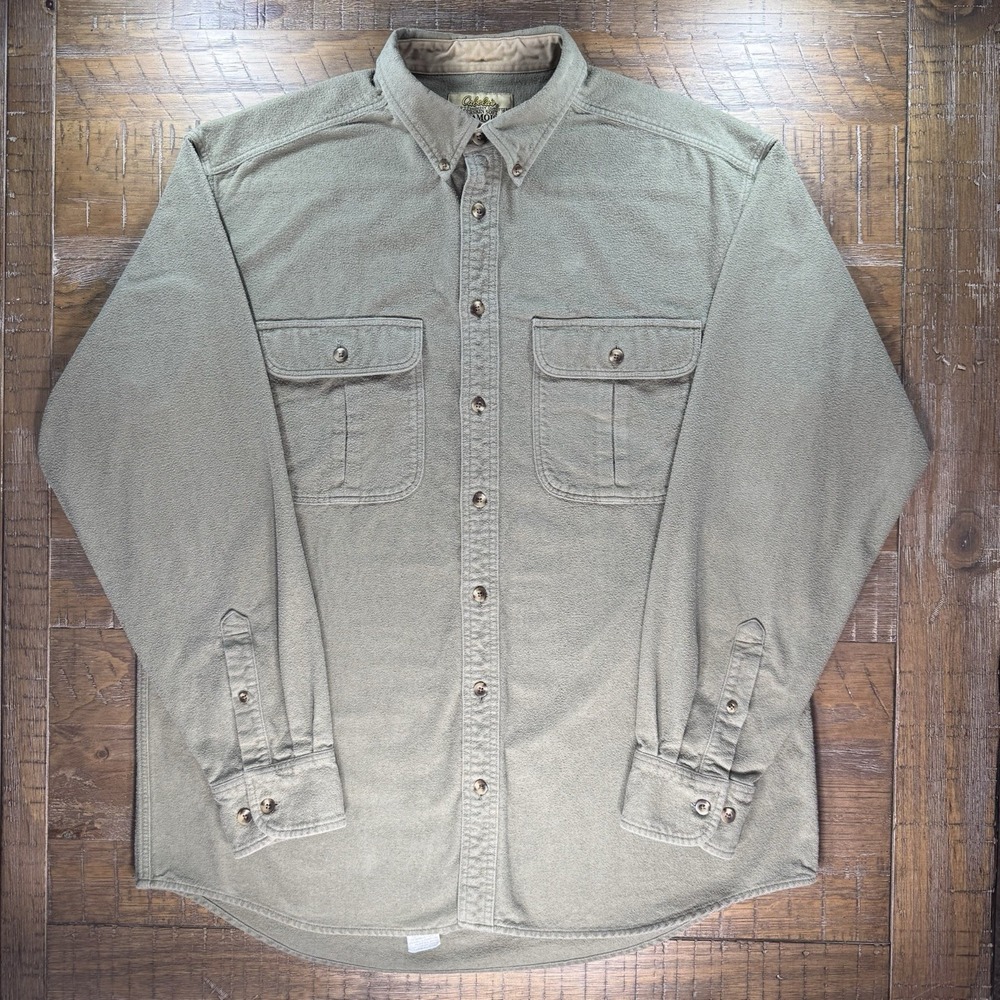 Cabela's Heavyweight Chamois Shirt Olive Green Sz Large